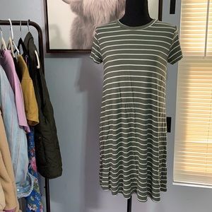 Green and white striped dress!